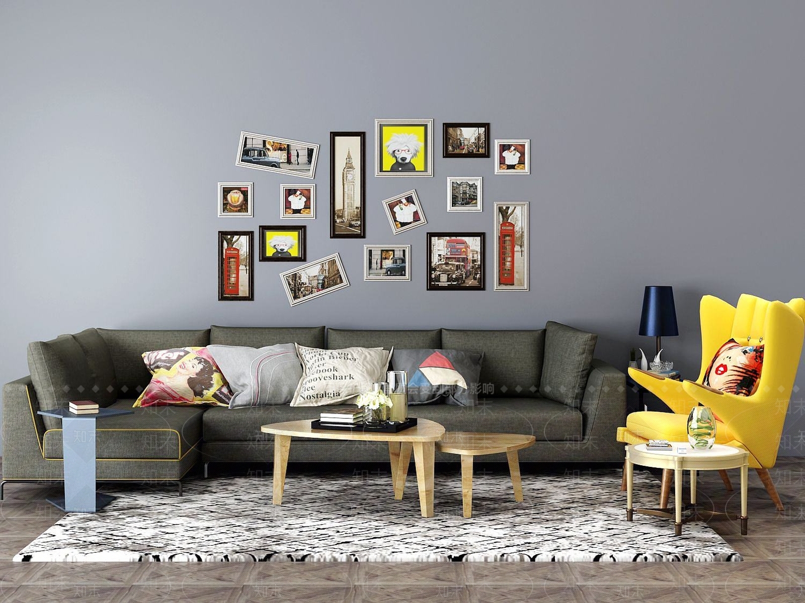 现代家具组合沙发3D模型下载【ID:1190893230】