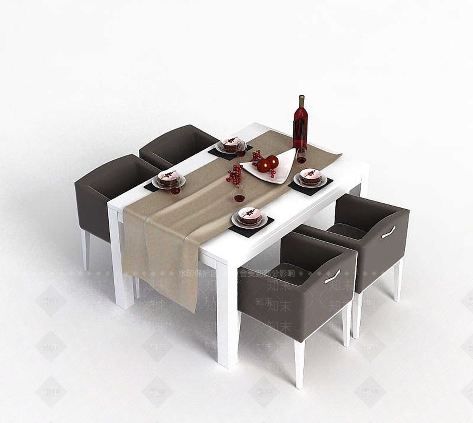 现代餐桌3D模型下载【ID:1190895779】