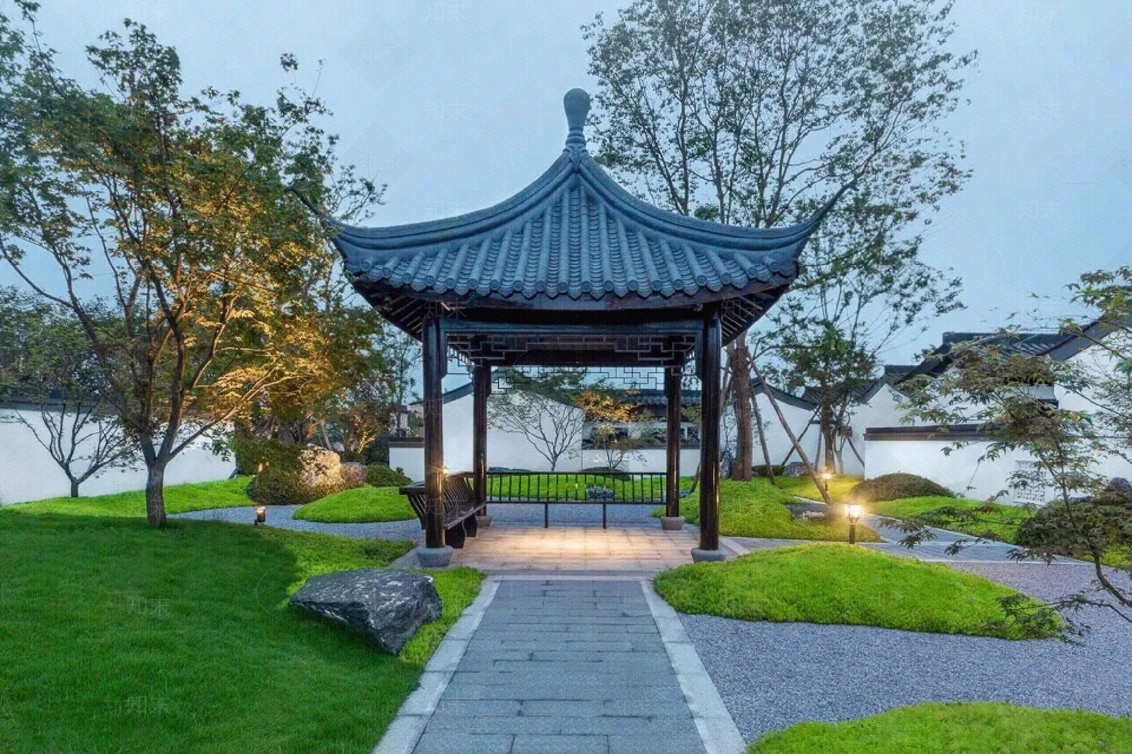 新中式中式小区外景贴图下载【ID:1190897340】