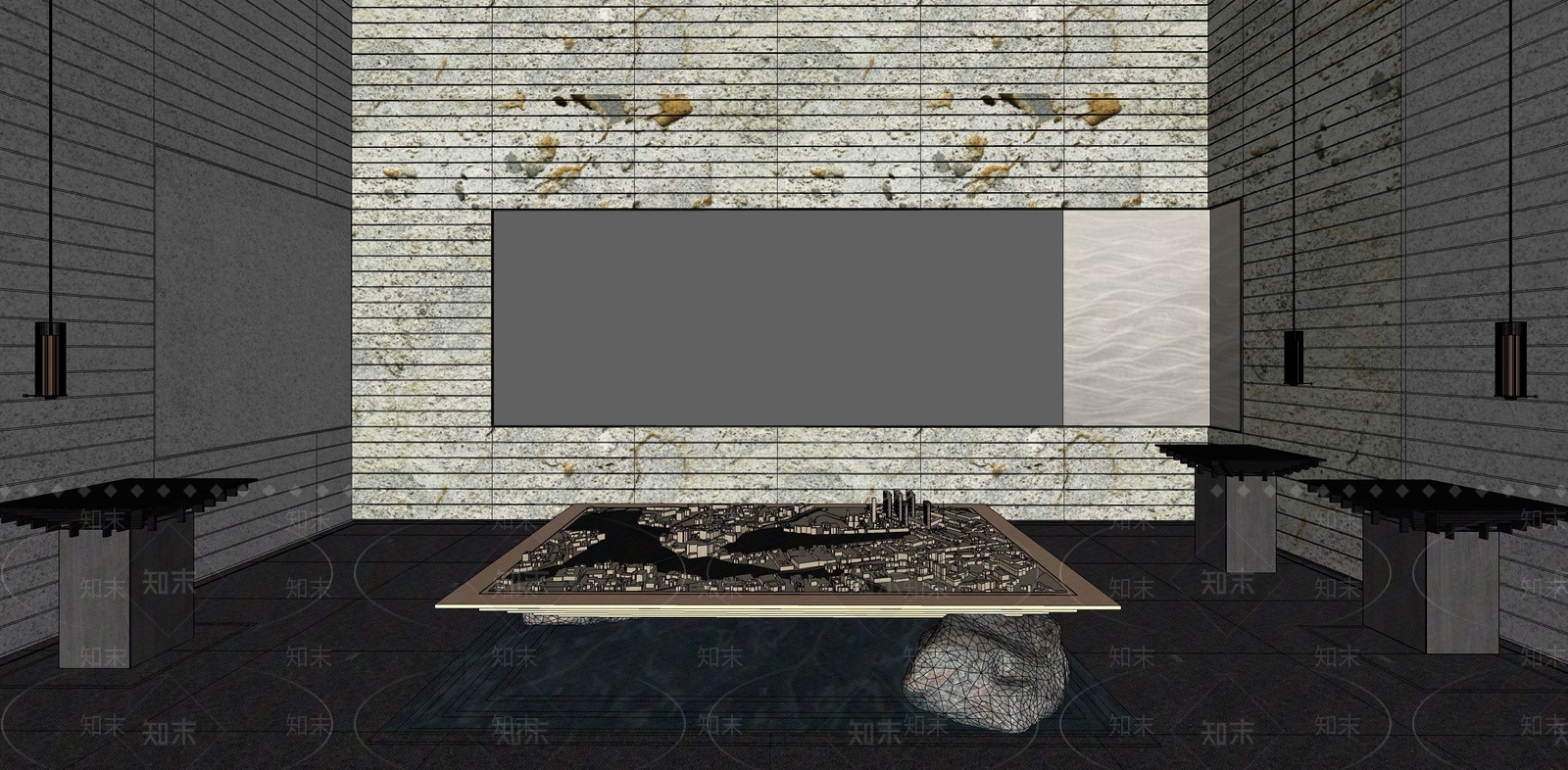 新中式简约售楼处SU模型下载【ID:1190899367】