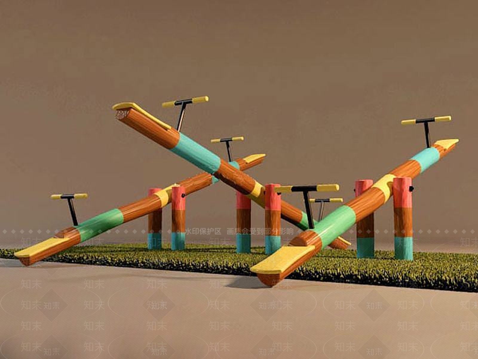 现代儿童游乐设施跷跷板3D模型下载【ID:1190902023】