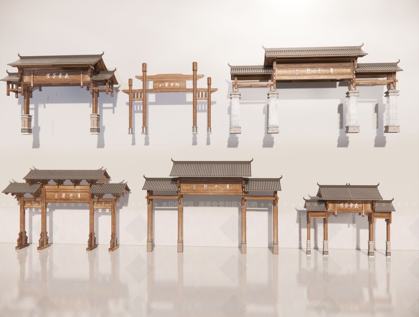 新中式中式牌楼牌坊3D模型下载【ID:1190906145】