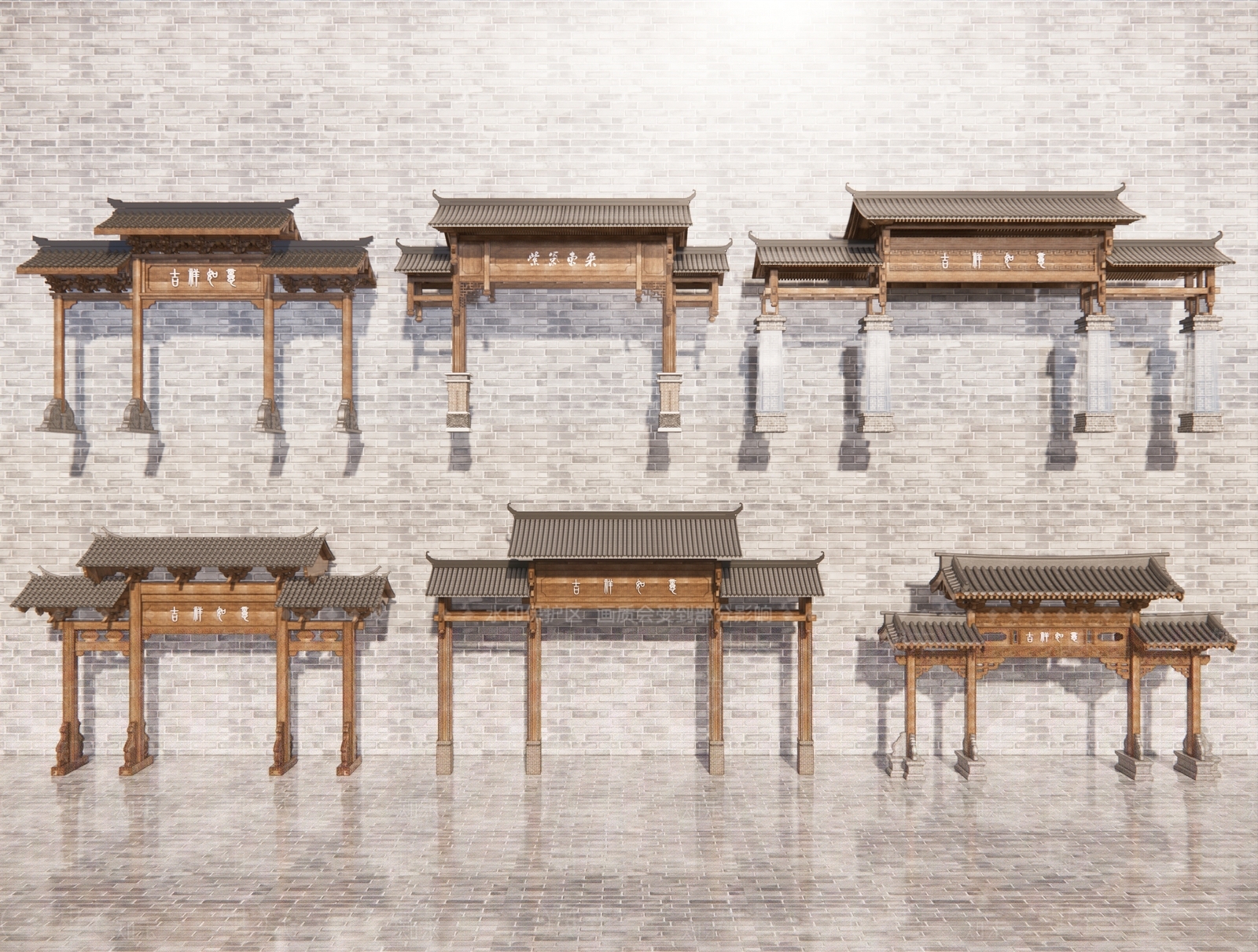 新中式中式牌楼牌坊3D模型下载【ID:1190907895】