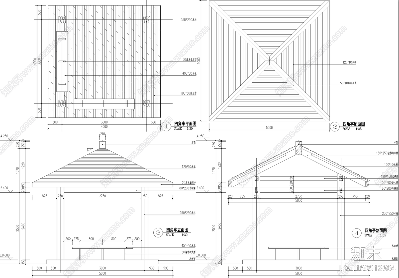 亭子施工图下载【ID:1190912604】