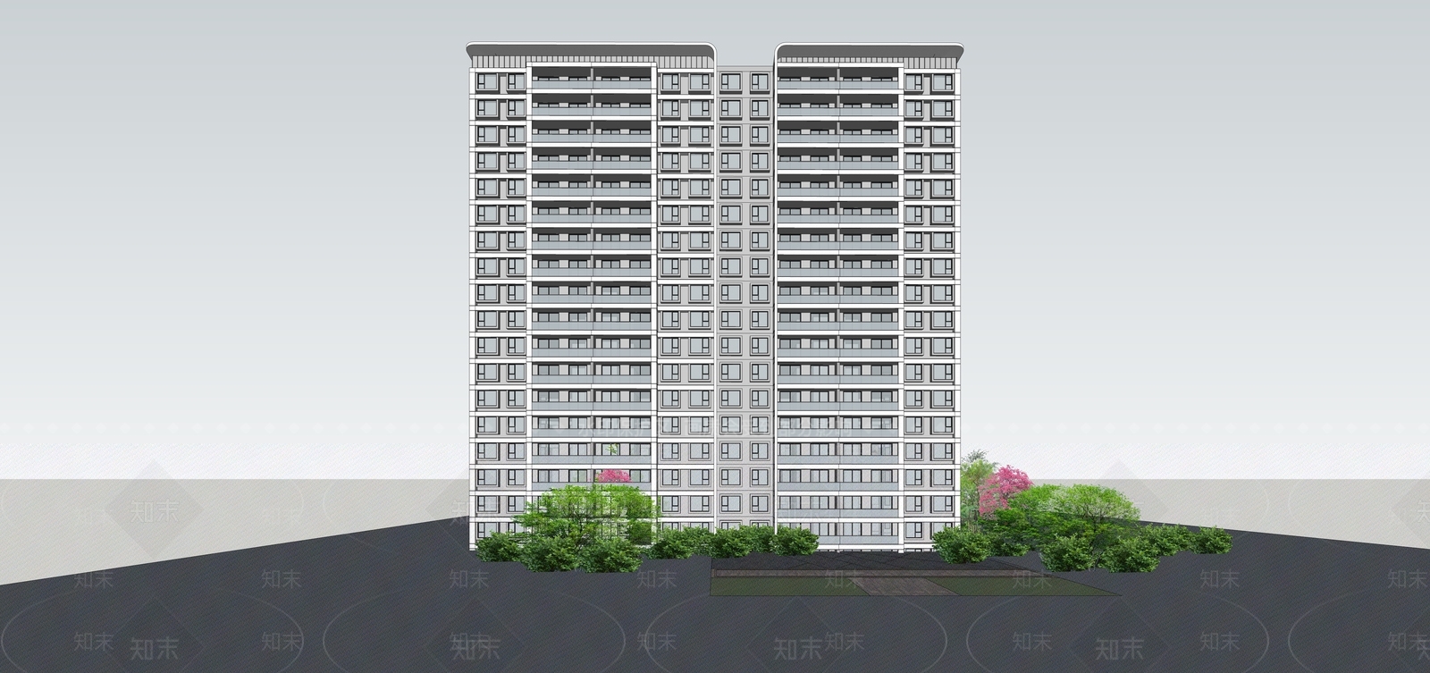 现代高层住宅SU模型下载【ID:1190921848】