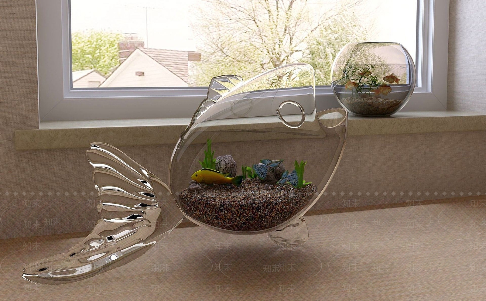 现代鱼缸3D模型下载【ID:1190923582】