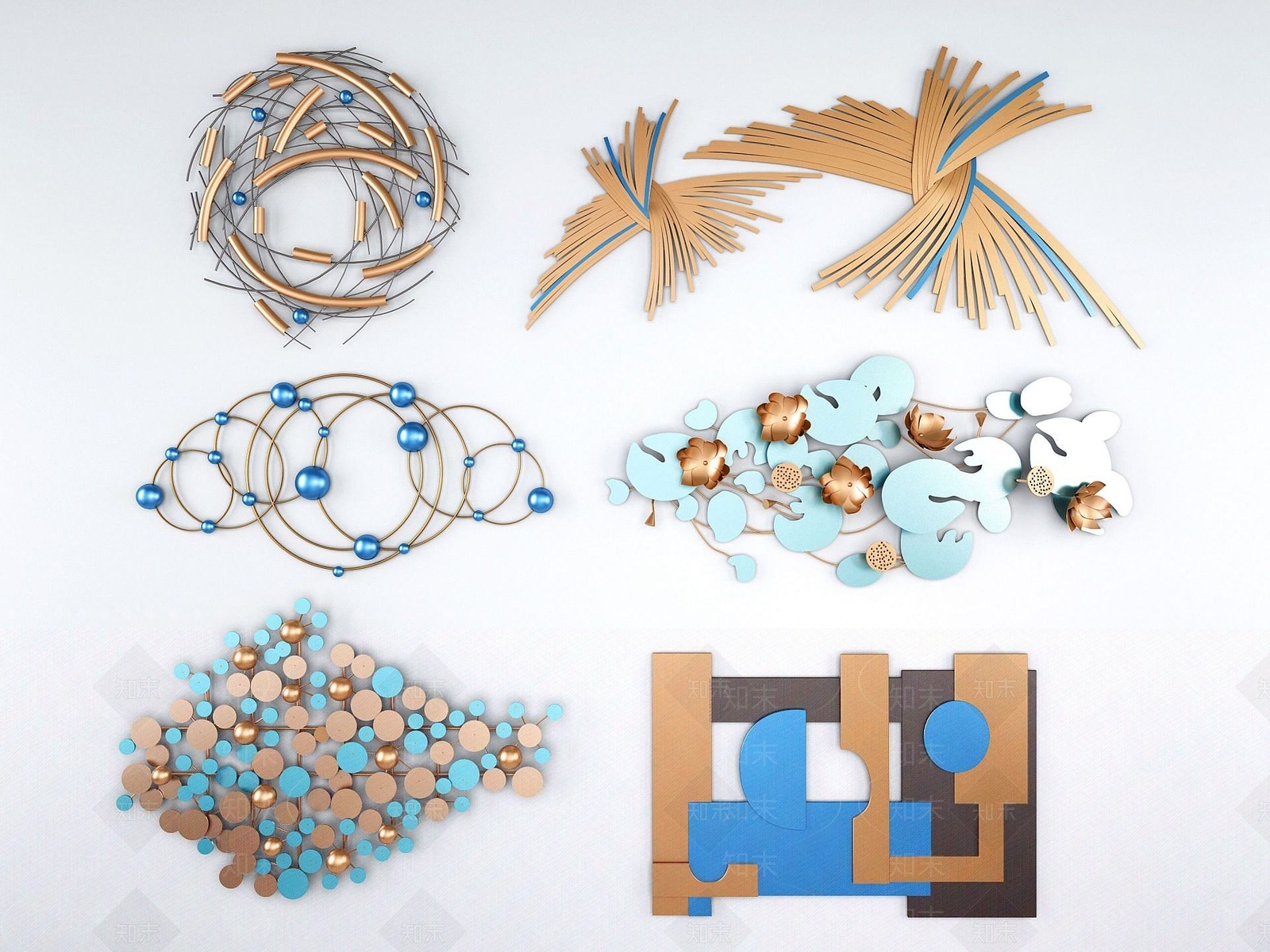 现代墙面饰品3D模型下载【ID:1190924974】