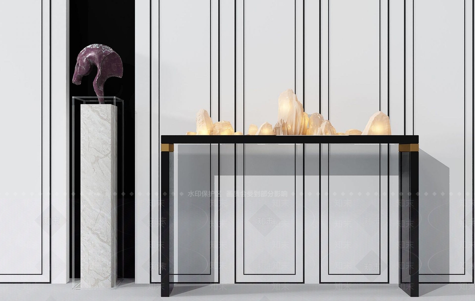 新中式马头雕塑装饰摆件3D模型下载【ID:1190925620】