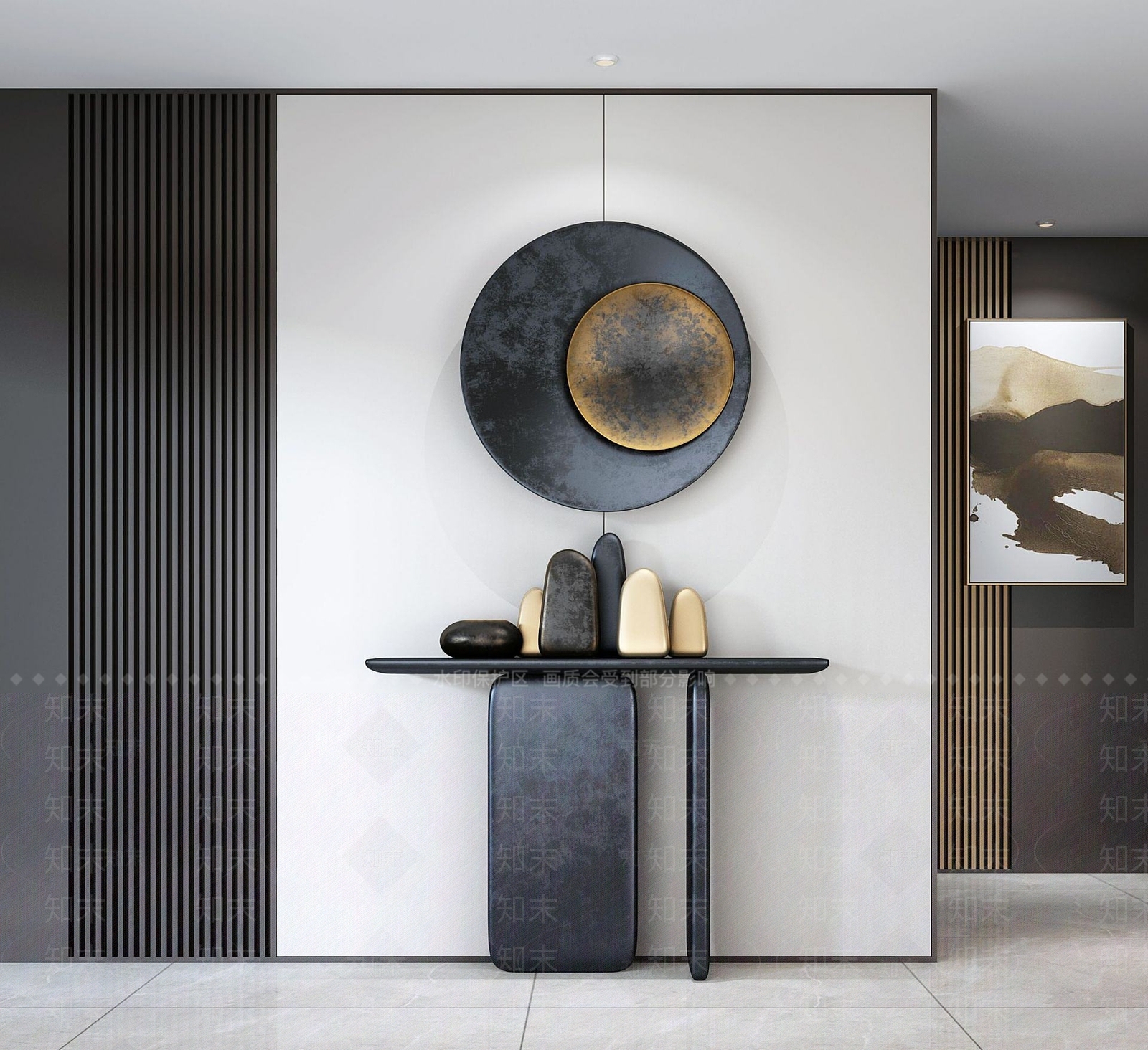 新中式玄关创意端景柜台3D模型下载【ID:1190925929】