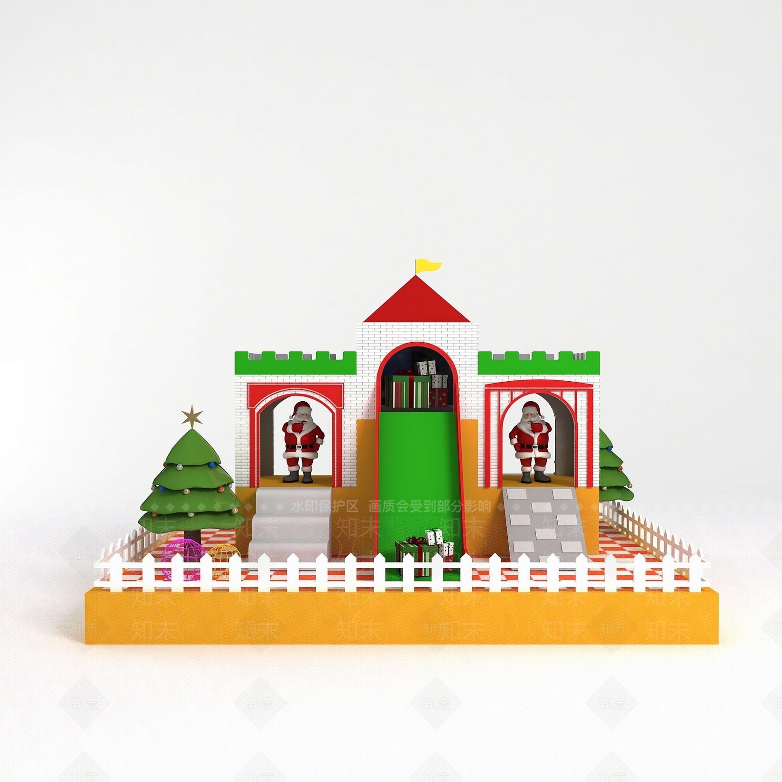 现代圣诞节商场展示3D模型下载【ID:1190929759】