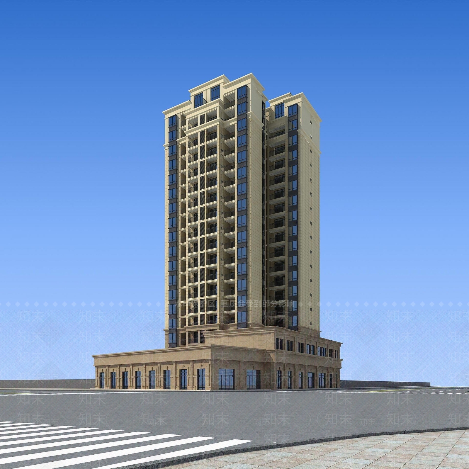 现代沿街住宅3D模型下载【ID:1190930353】