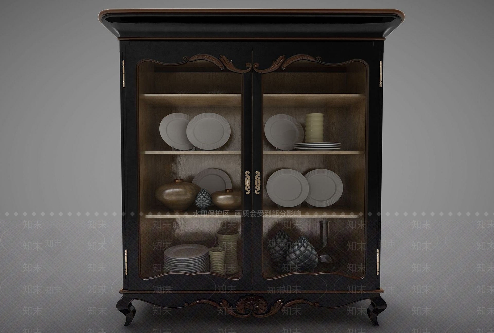 现代瓷器橱柜3D模型下载【ID:1190932943】