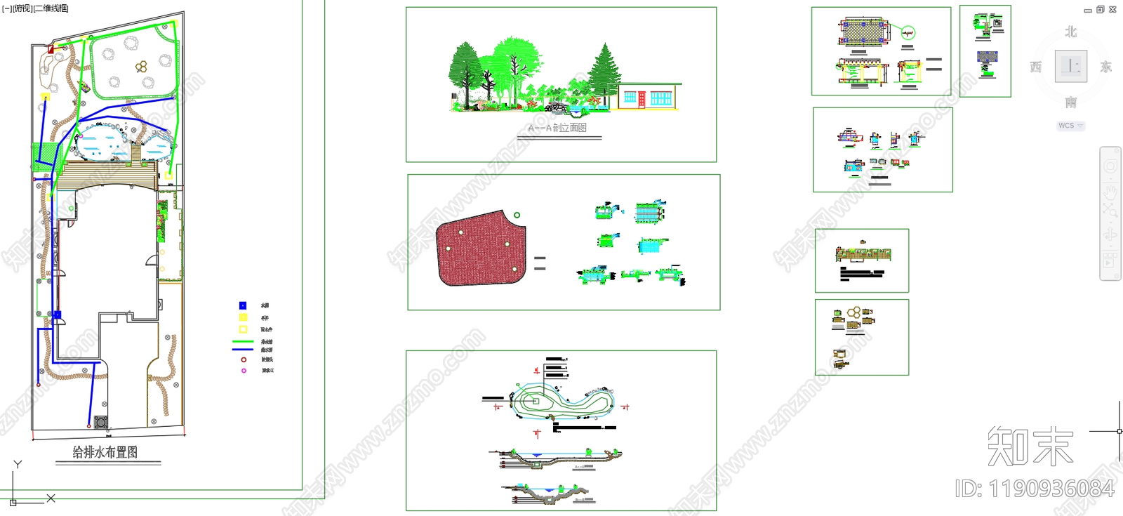 现代中式庭院施工图下载【ID:1190936084】