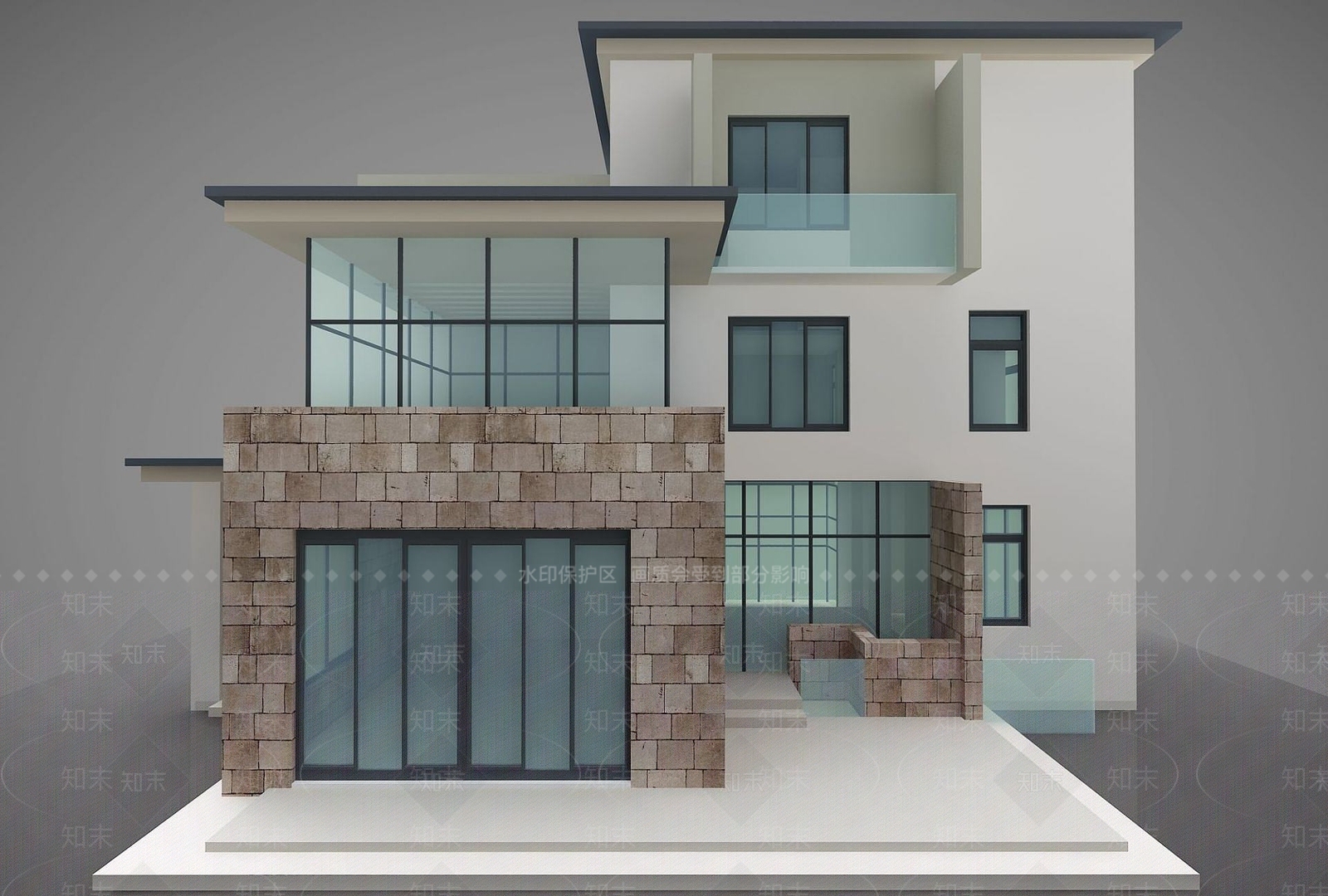 现代别墅风格3D模型下载【ID:1190935359】