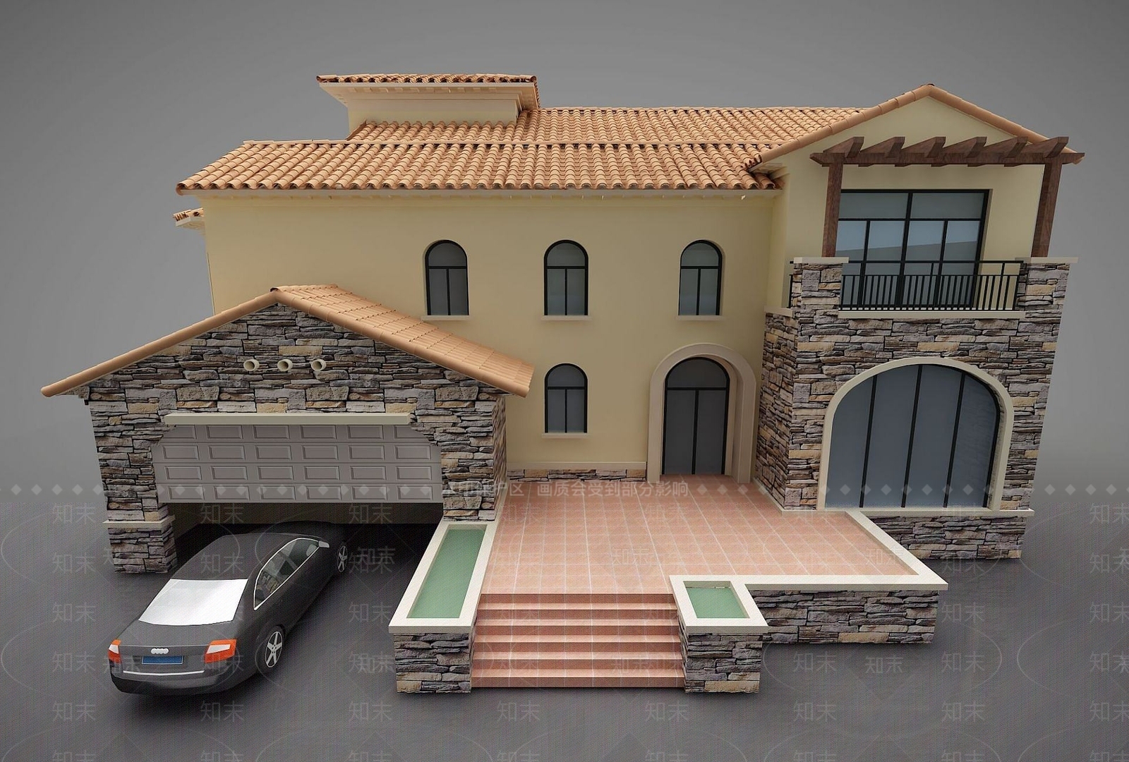 现代别墅风格3D模型下载【ID:1190935496】