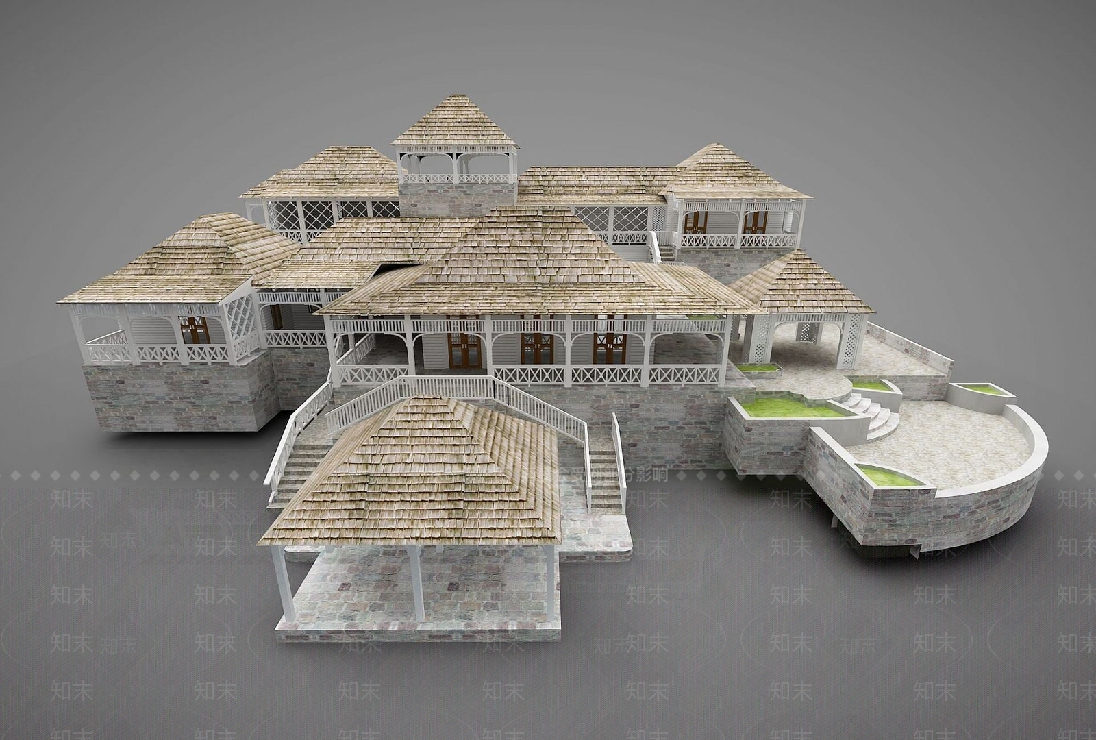 现代别墅风格3D模型下载【ID:1190935737】