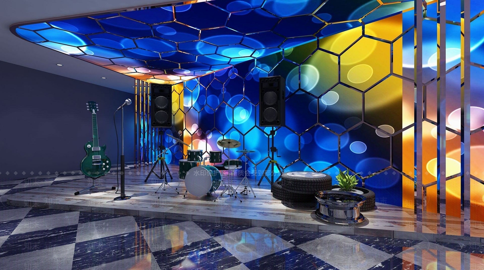 现代KTV酒吧舞台3D模型下载【ID:1190936318】