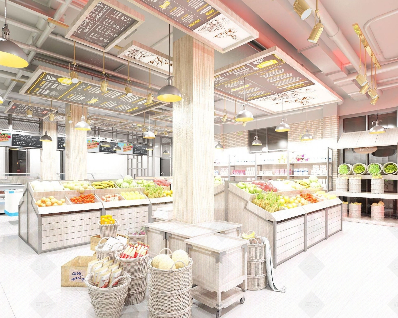 现代大型水果超市3D模型下载【ID:1190937170】