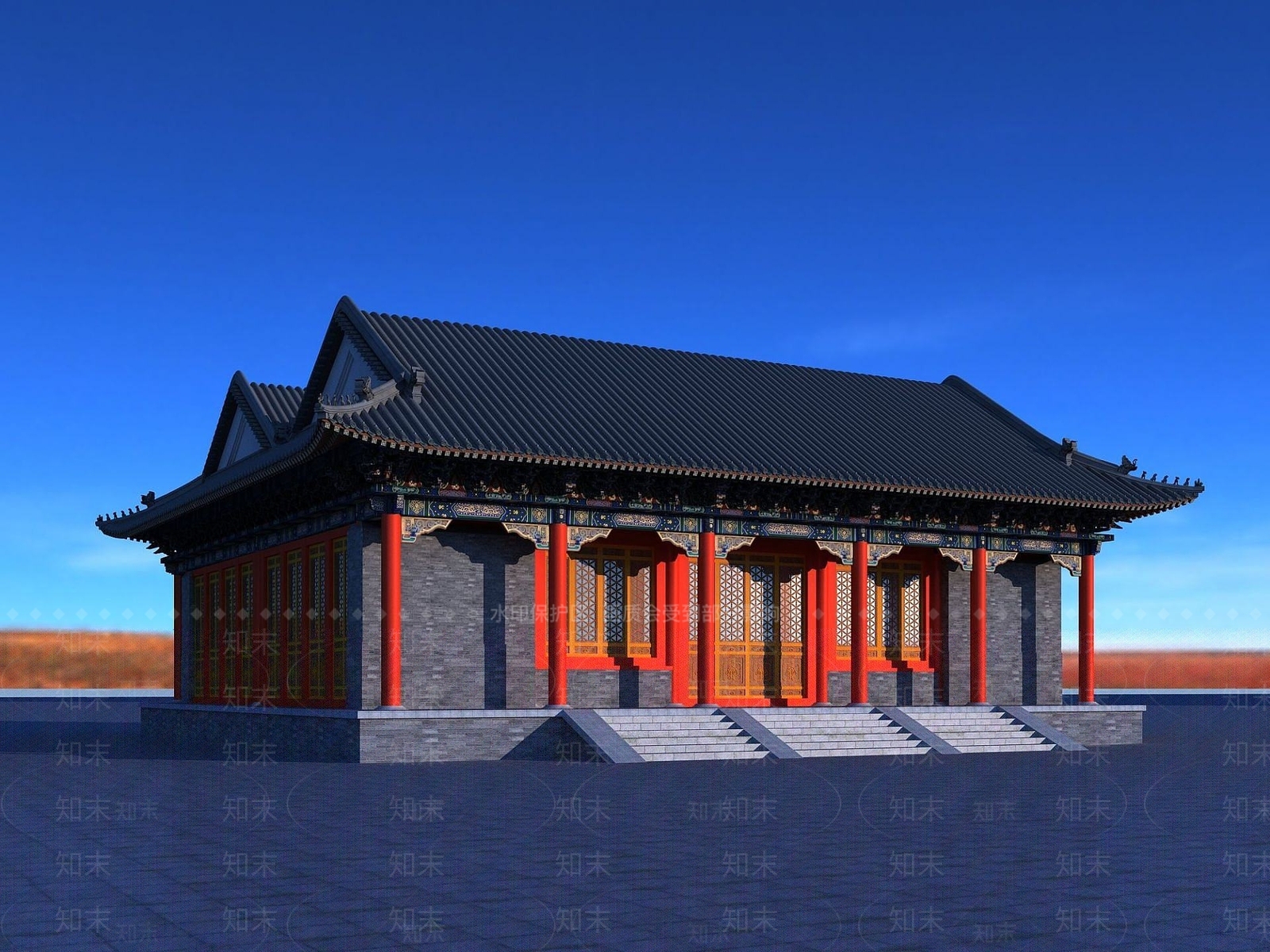 现代恭王府古建筑3D模型下载【ID:1190941781】