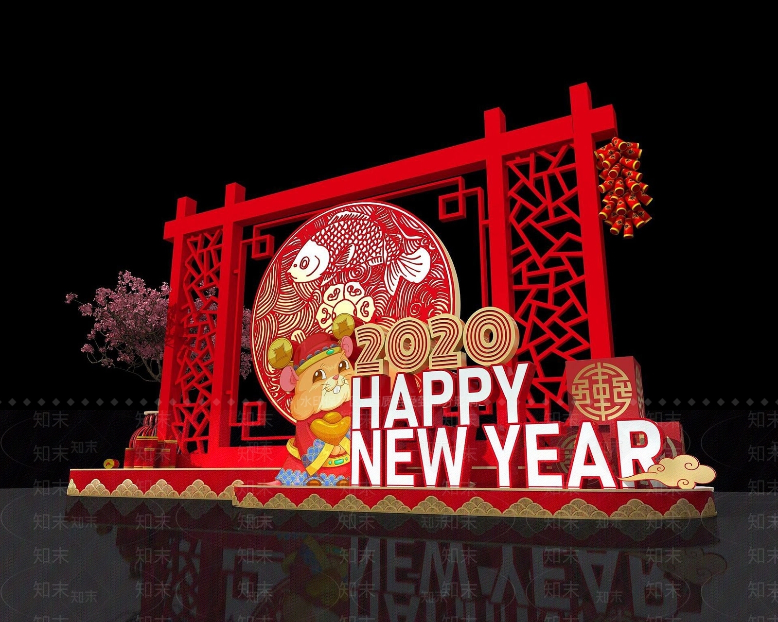 现代新年商展3D模型下载【ID:1190941862】