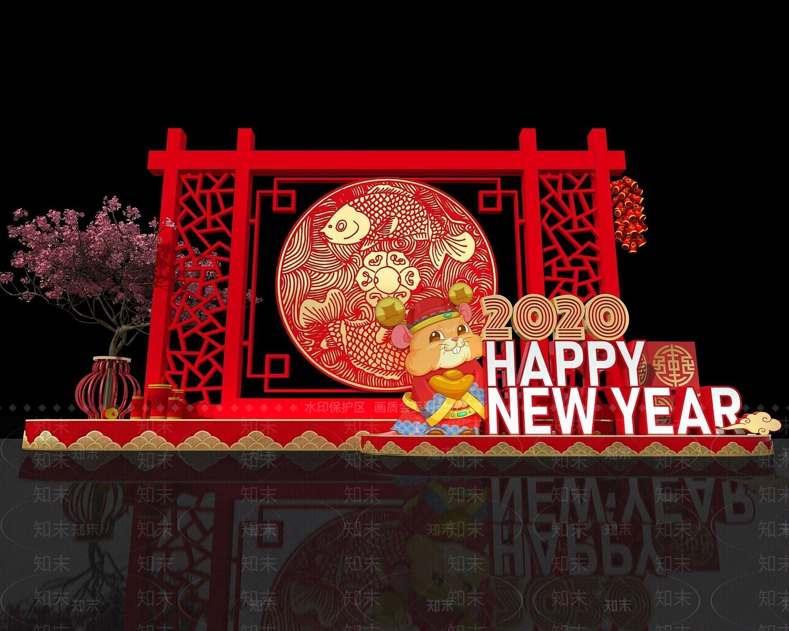 现代新年商展3D模型下载【ID:1190941862】