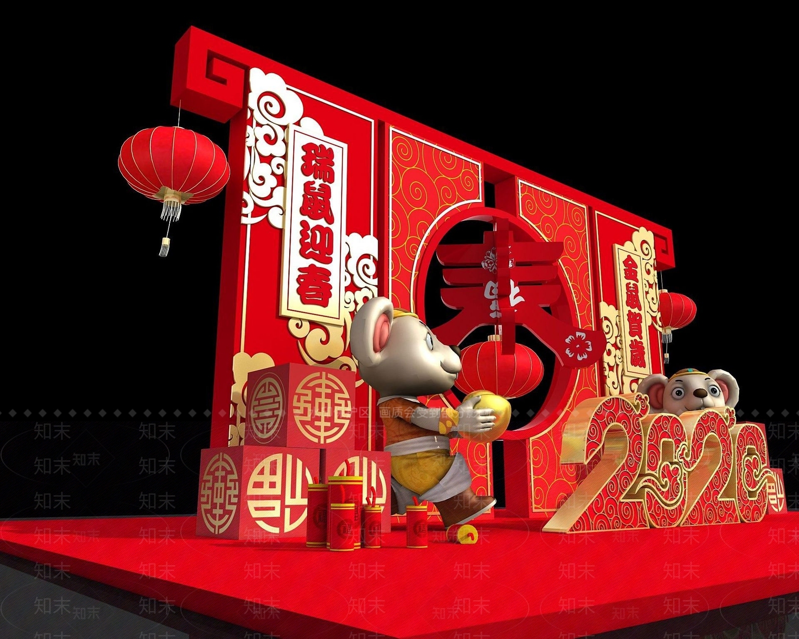 现代新年商展3D模型下载【ID:1190942089】