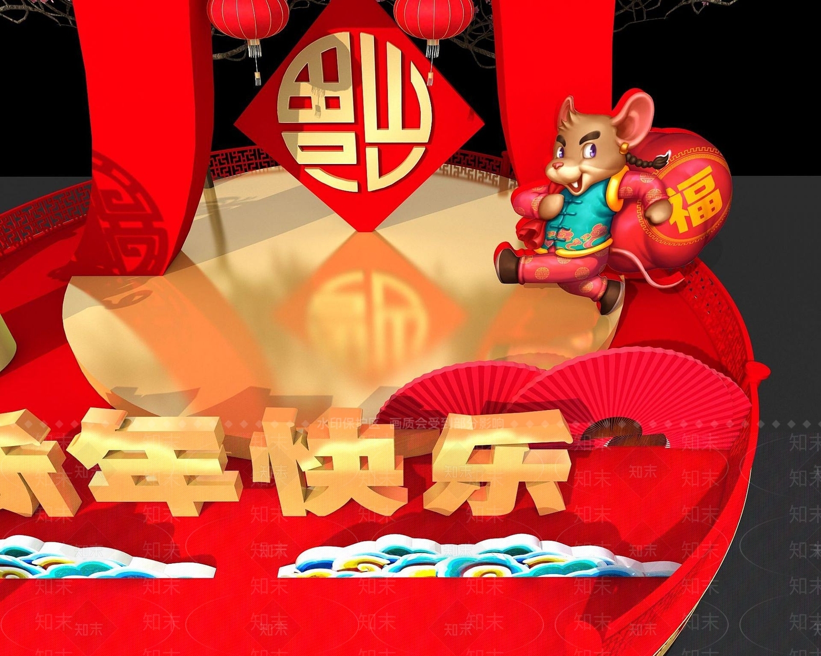 现代新年商展3D模型下载【ID:1190942223】