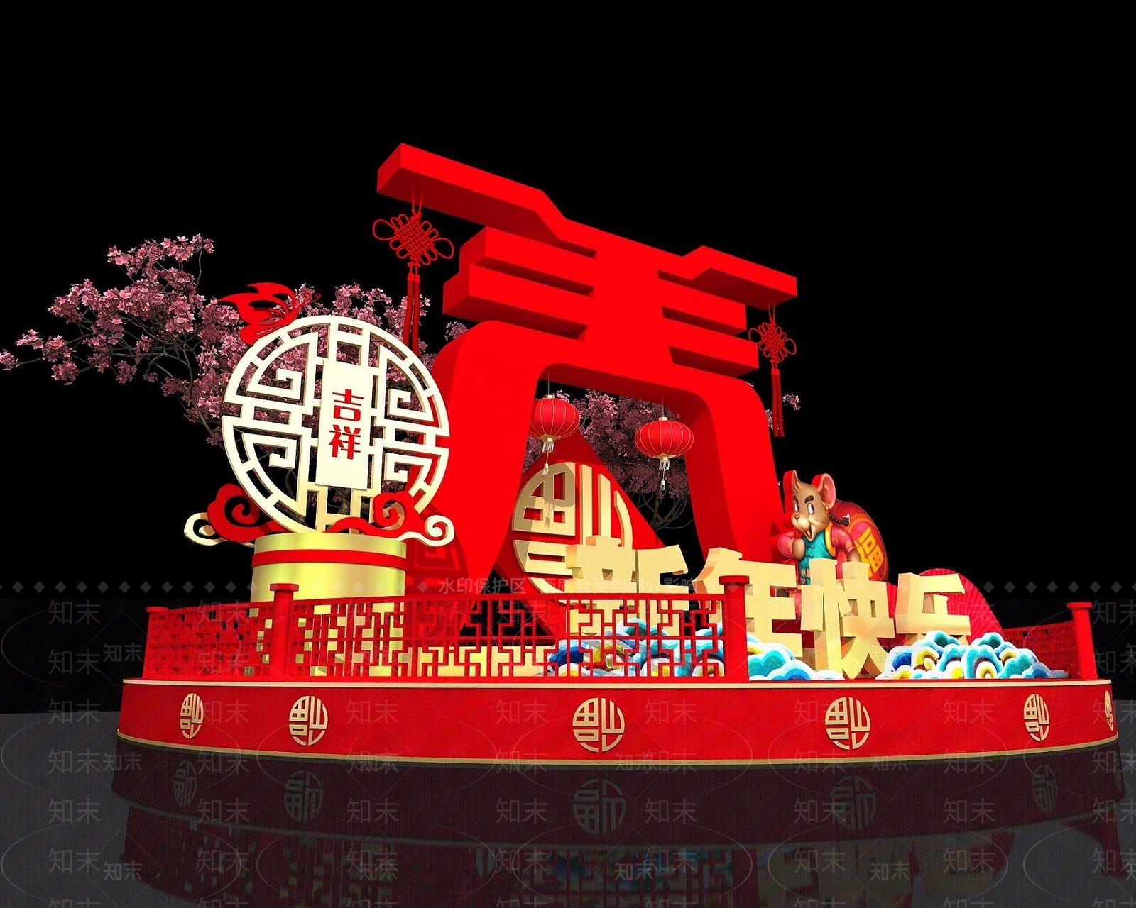 现代新年商展3D模型下载【ID:1190942223】