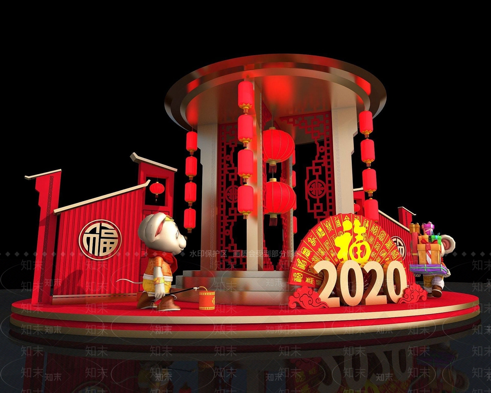现代新年商展3D模型下载【ID:1190942492】