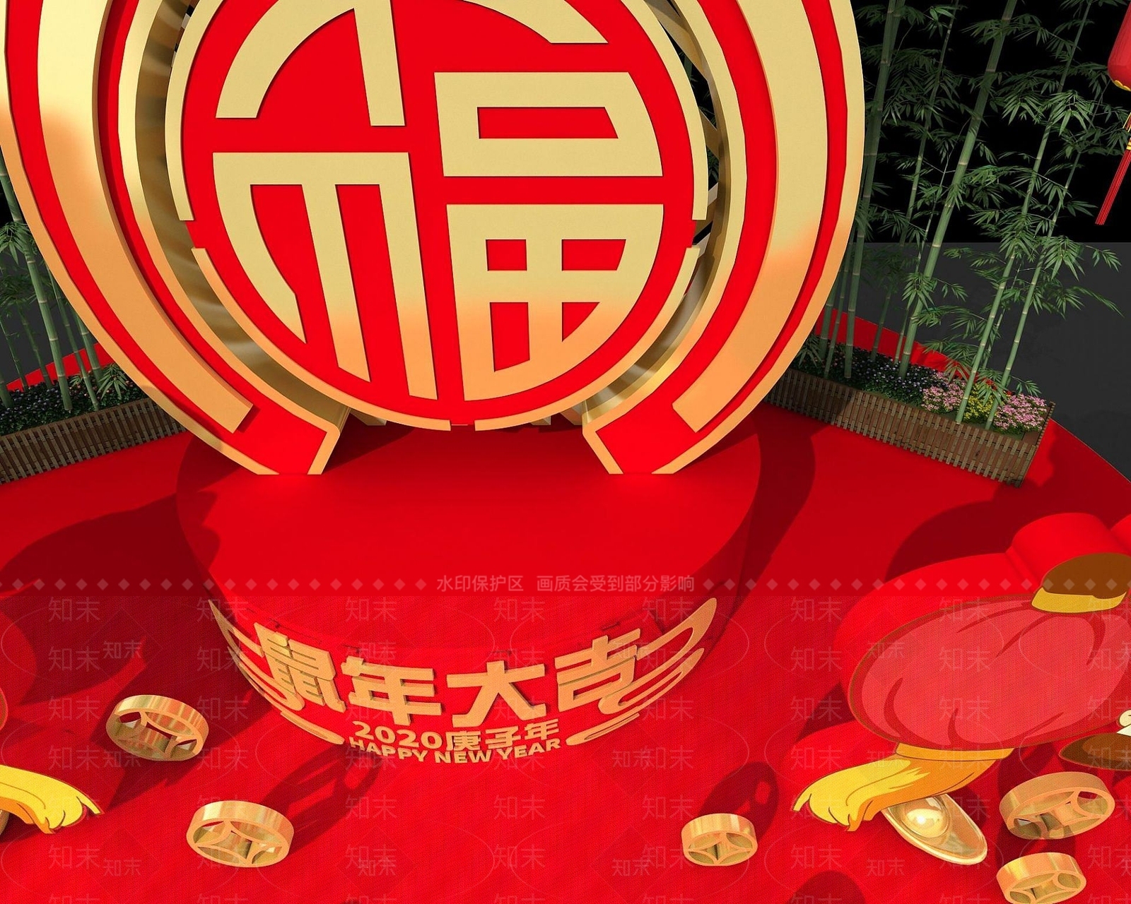 现代新年商展3D模型下载【ID:1190942475】