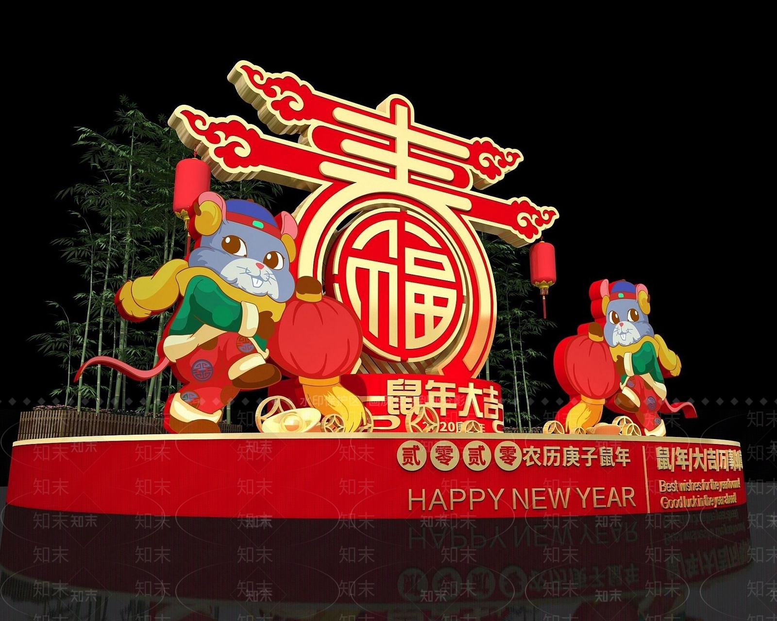 现代新年商展3D模型下载【ID:1190942475】