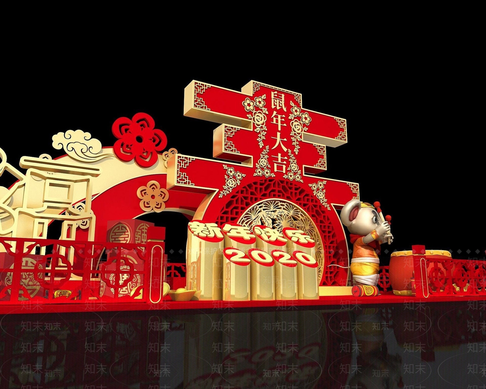 现代新年商展3D模型下载【ID:1190942582】