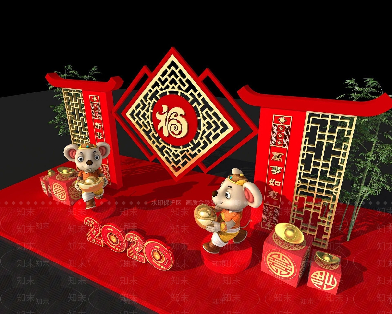 现代新年商展3D模型下载【ID:1190942675】