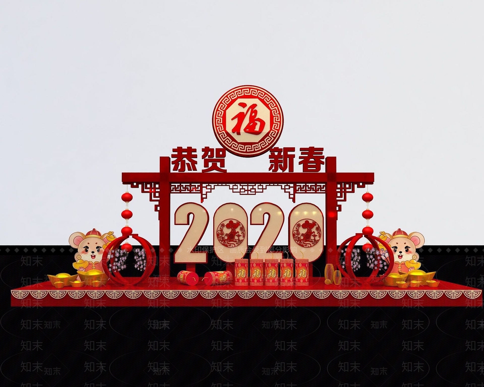 现代新年商展3D模型下载【ID:1190942711】