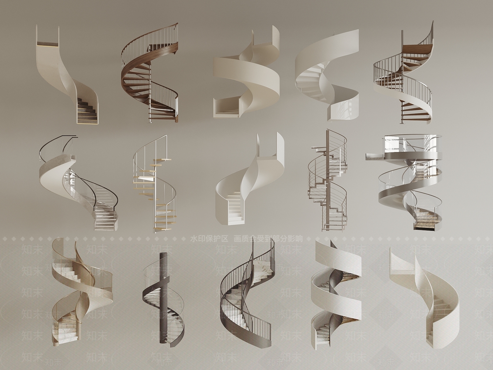 现代旋转楼梯SU模型下载【ID:1190943032】