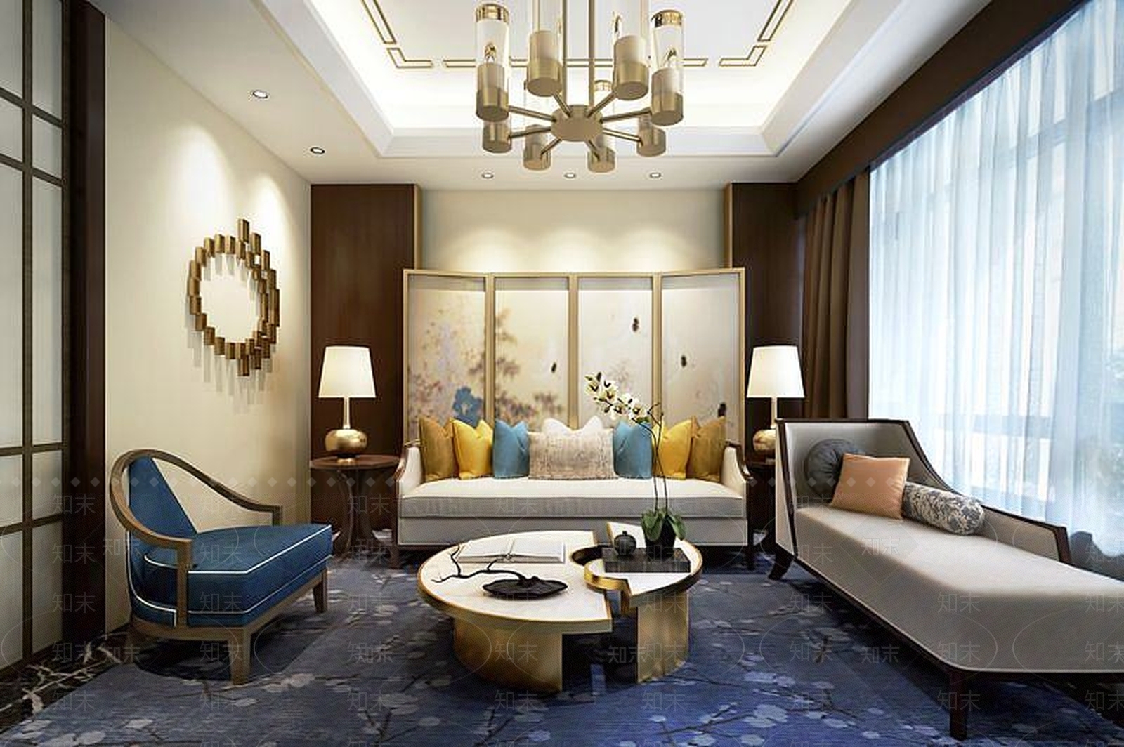 现代客厅空间3D模型下载【ID:1190943011】