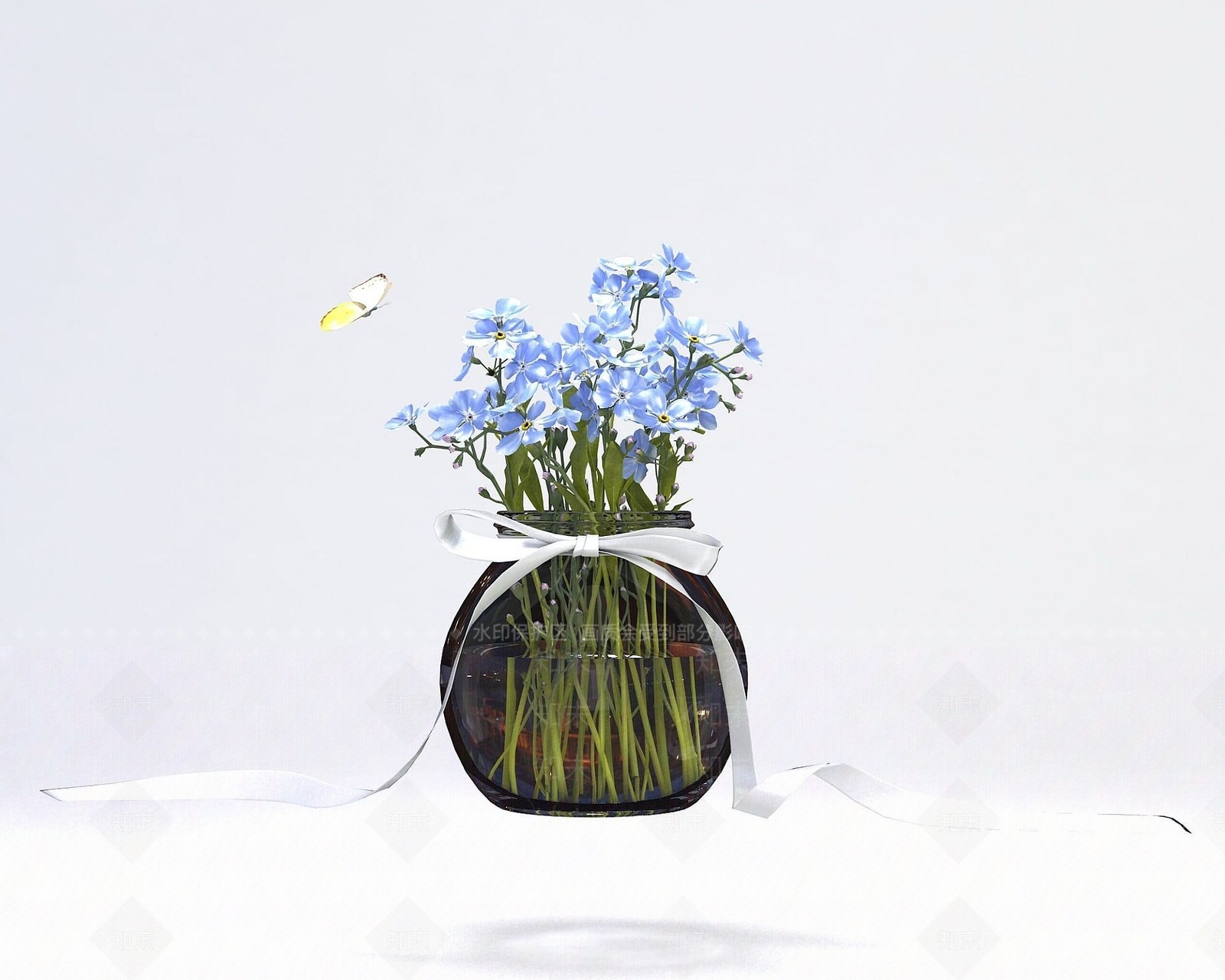 现代蓝花3D模型下载【ID:1190943962】