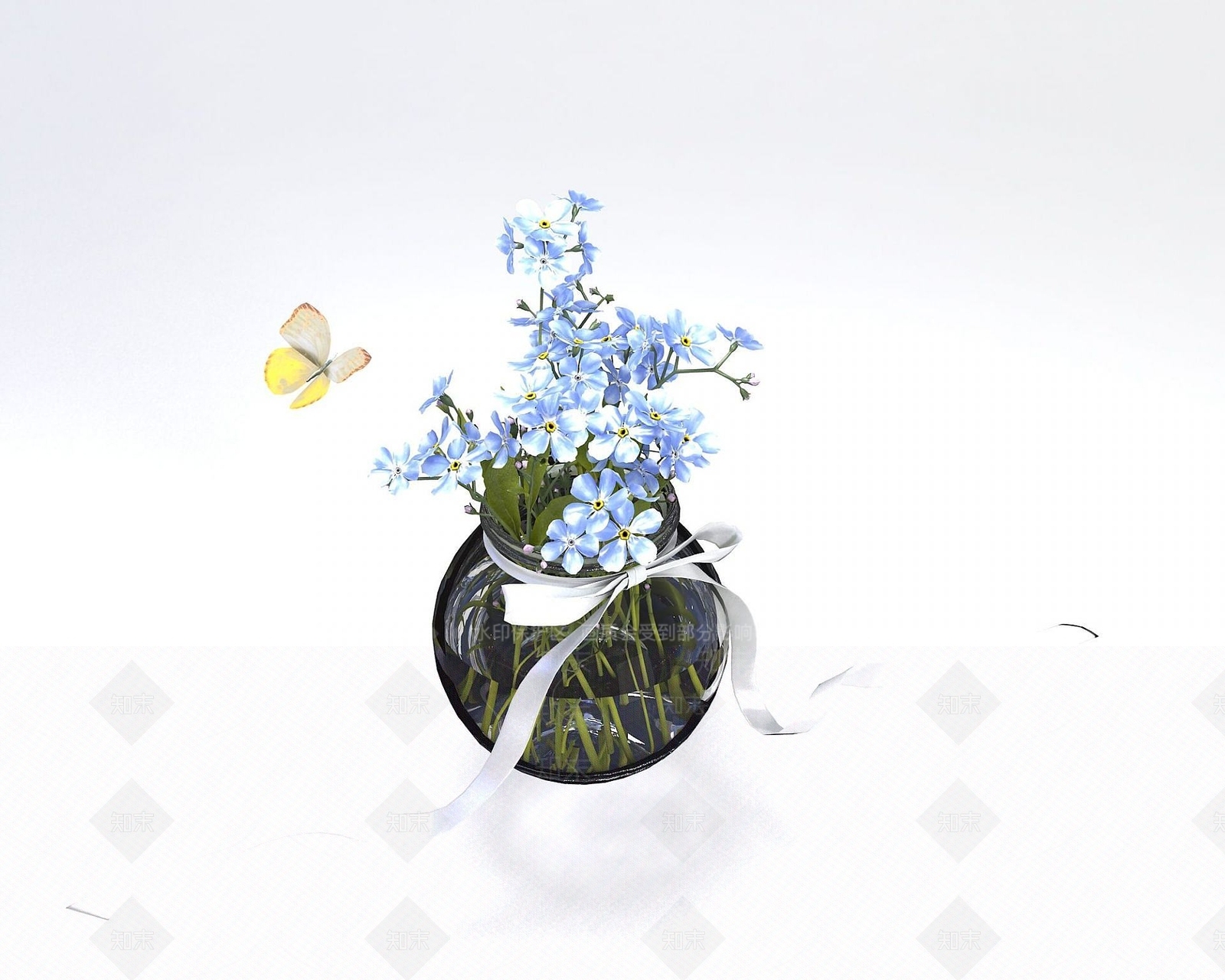 现代蓝花3D模型下载【ID:1190943962】