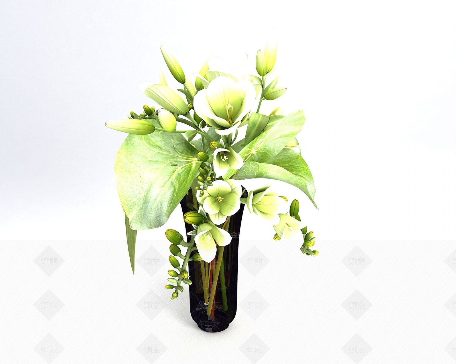 现代花卉装饰品3D模型下载【ID:1190944092】