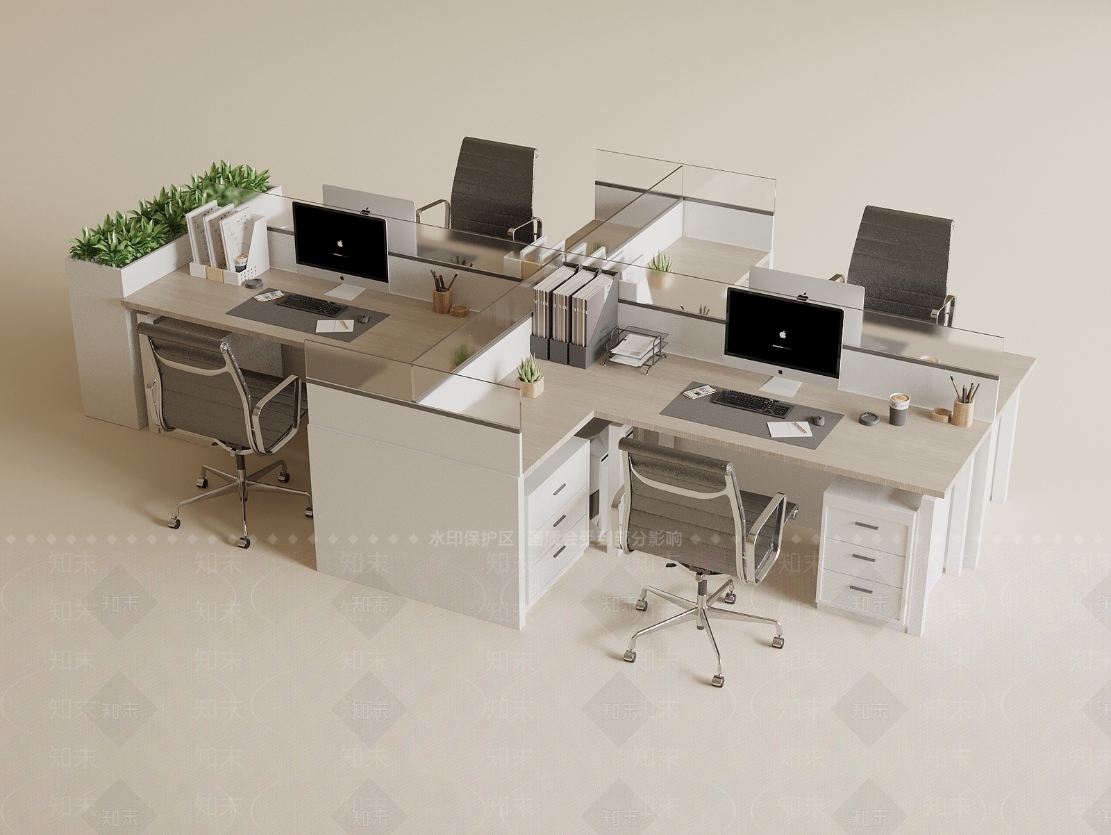 现代办公桌椅SU模型下载【ID:1190944896】