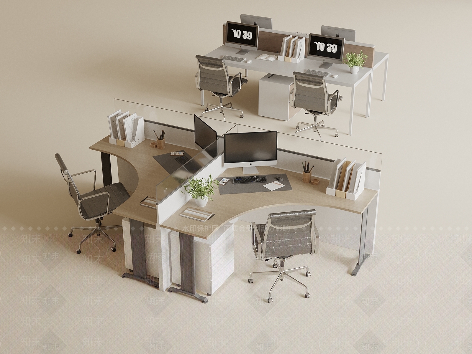 现代办公桌椅SU模型下载【ID:1190947449】