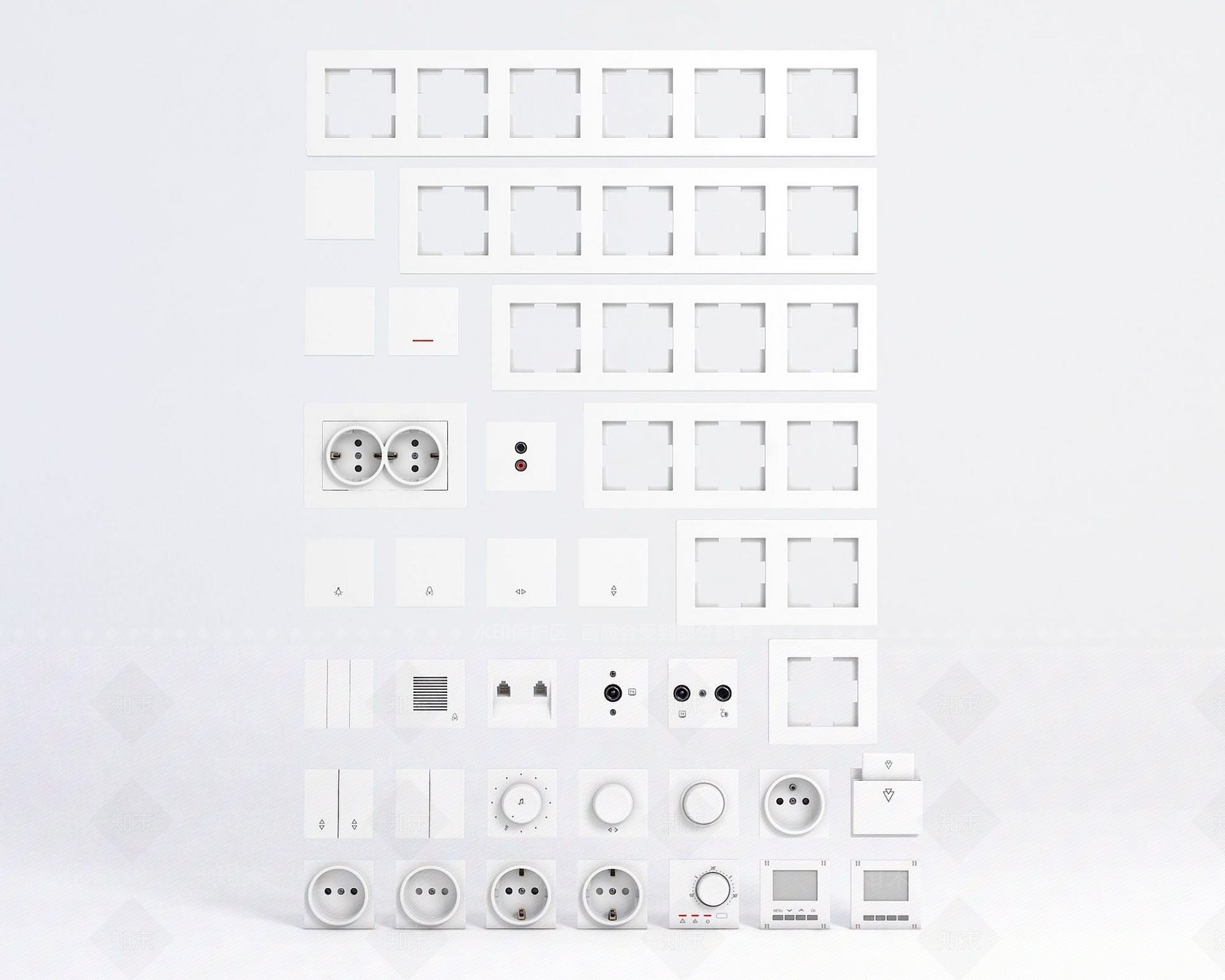 现代开关面板3D模型下载【ID:1190945564】