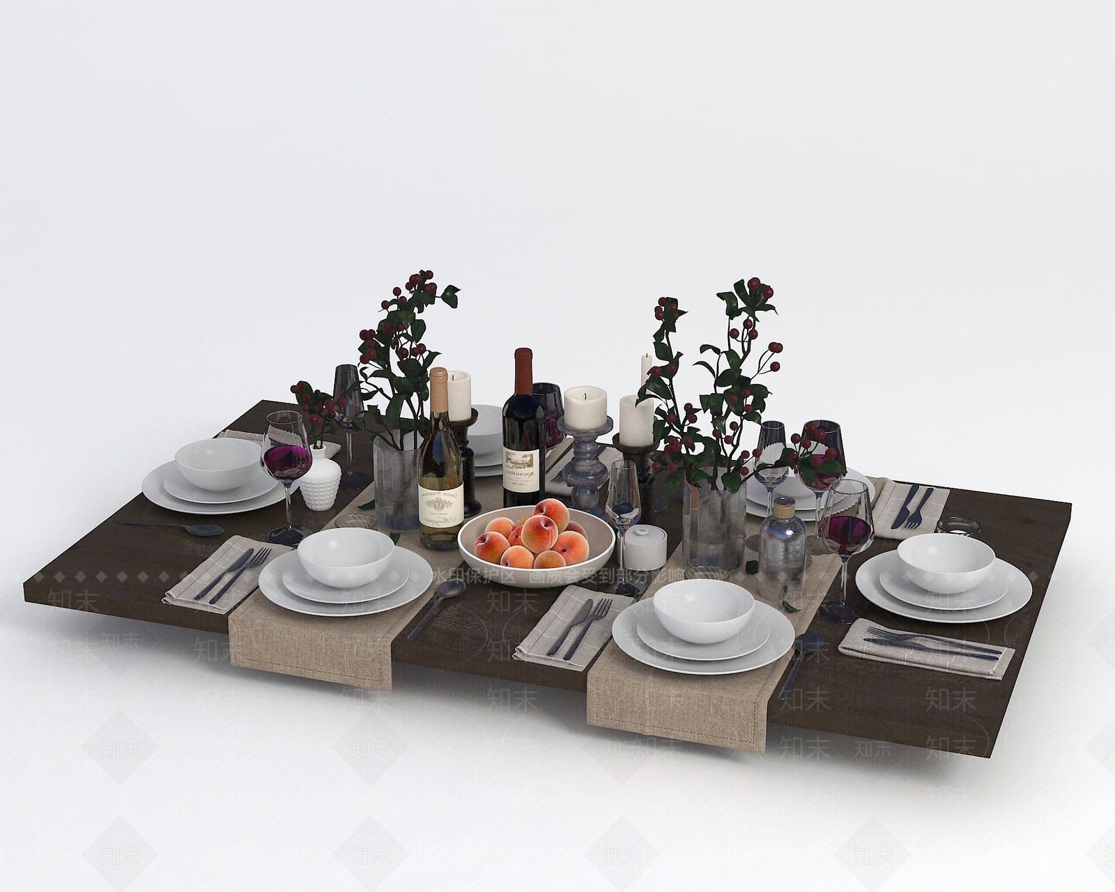 现代餐桌用品餐具3D模型下载【ID:1190945698】