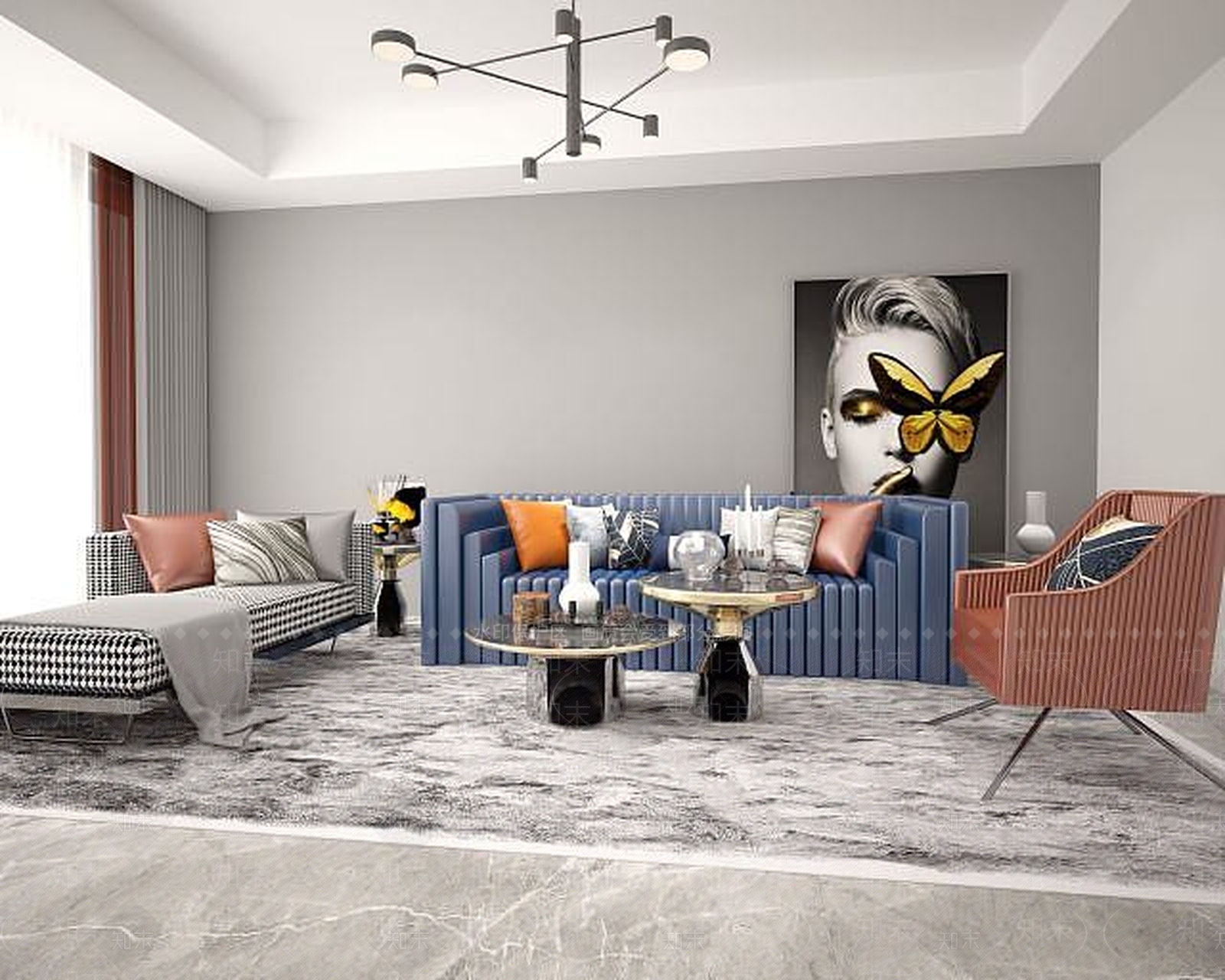 后现代沙发组合3D模型下载【ID:1190945872】