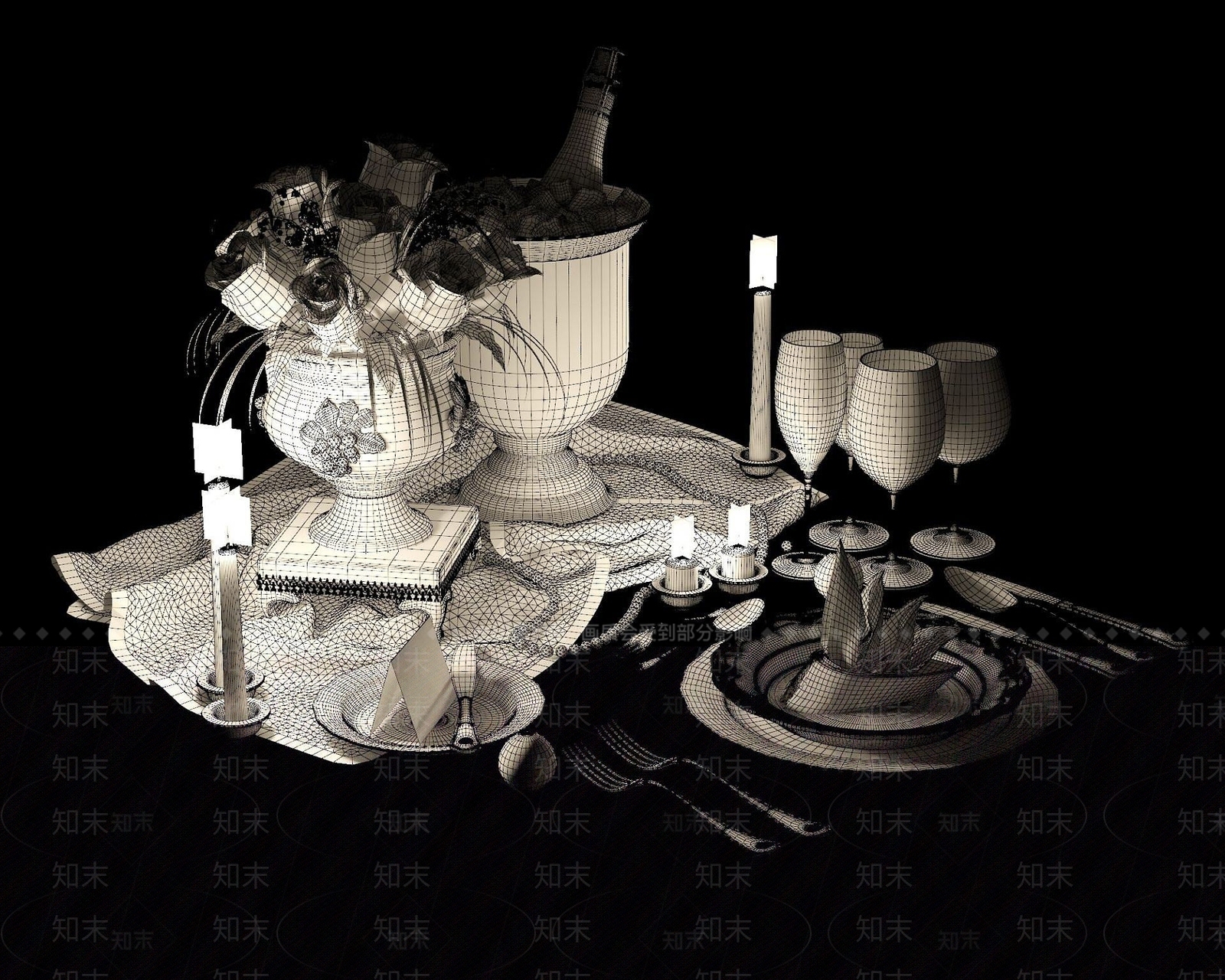 现代餐桌用品餐具3D模型下载【ID:1190945865】