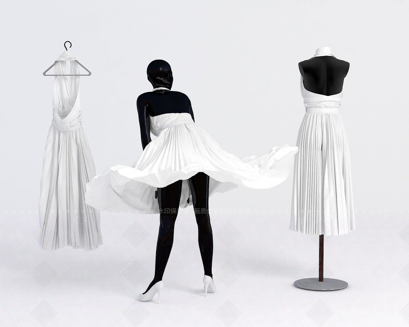 现代模特裙子3D模型下载【ID:1190945886】
