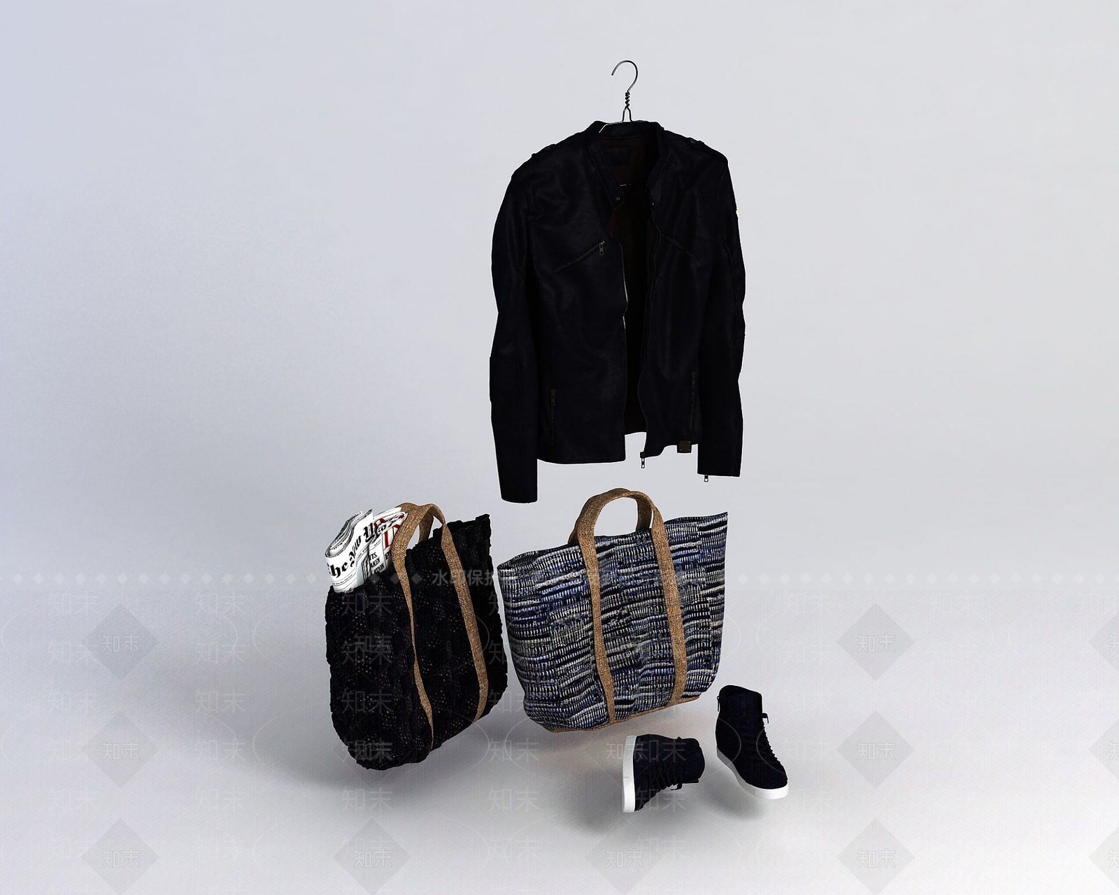 现代衣服女士背包3D模型下载【ID:1191159219】