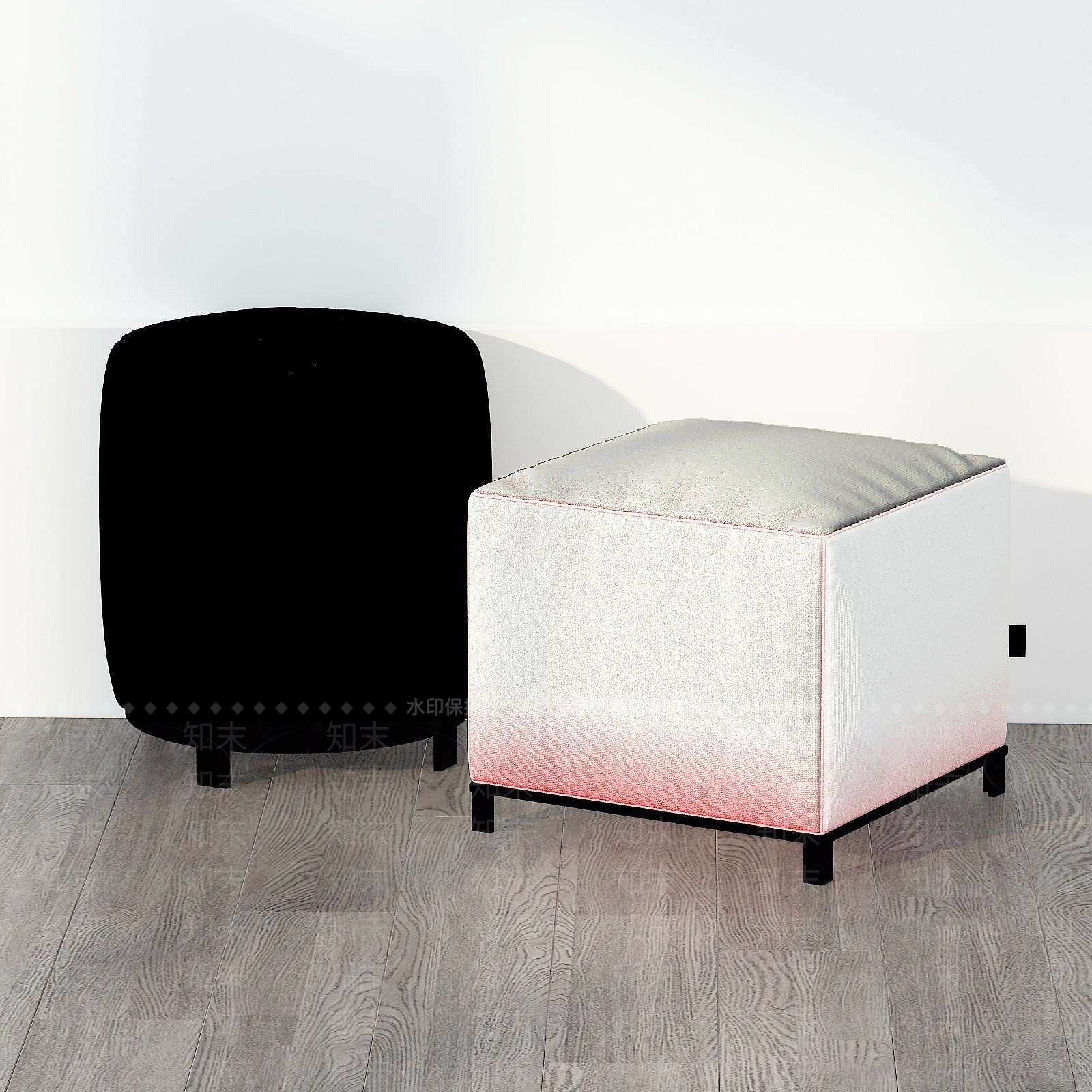 后现代布艺圆凳方凳组合3D模型下载【ID:1190946993】