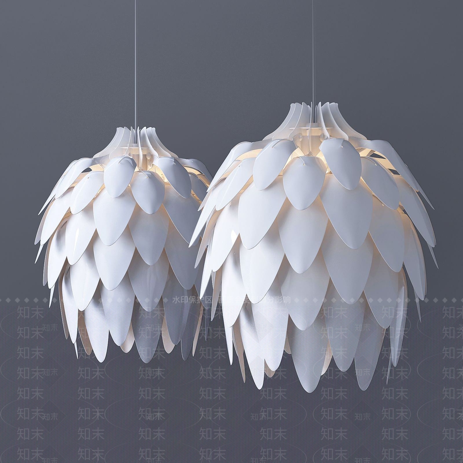 现代羽毛吊灯3D模型下载【ID:1190947807】