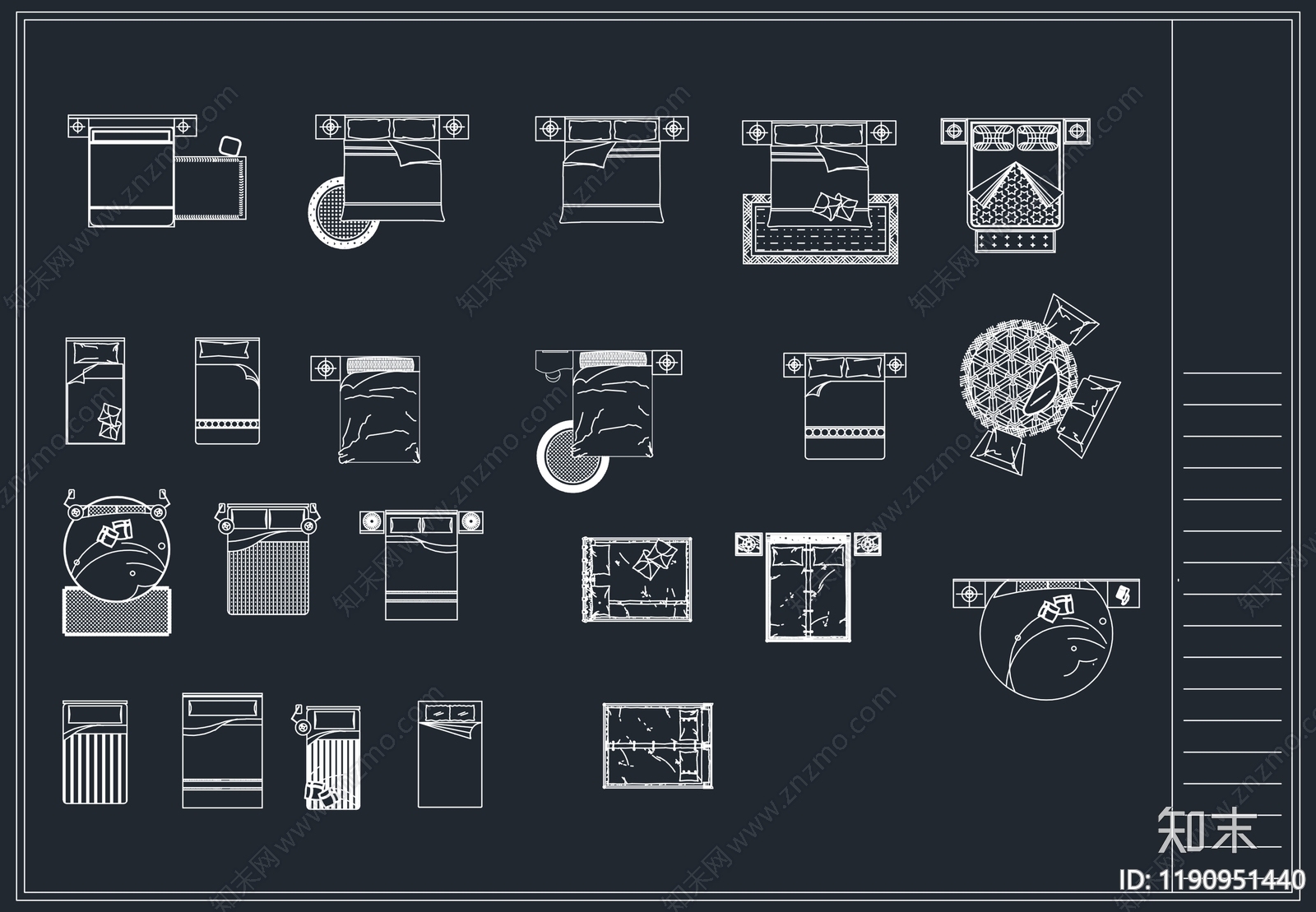 现代床施工图下载【ID:1190951440】